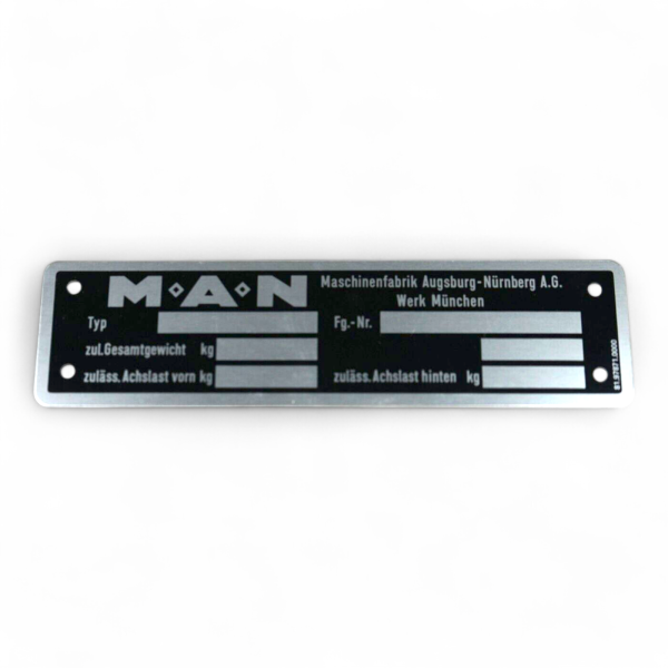 Original MAN LKW Typenschild Fabrikschild Produktionsschild 81.97871-0000